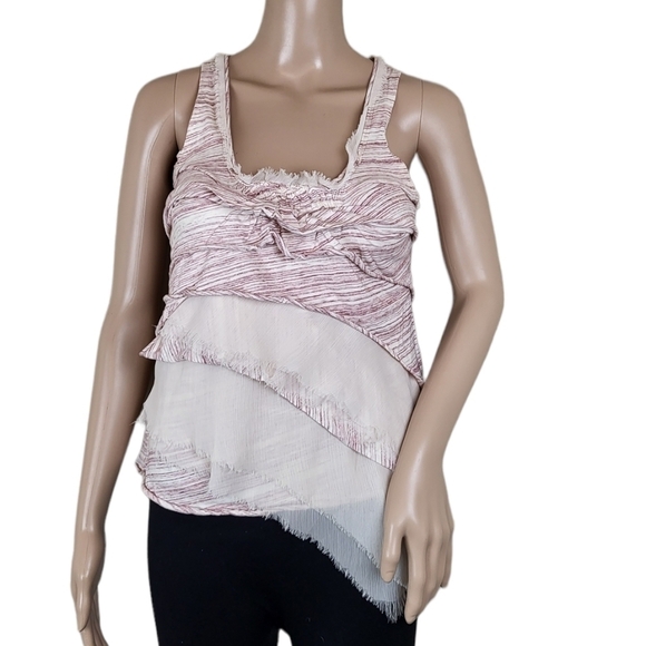 Anthropologie Striped Frayed Asymmetrical Tank - Picture 1 of 5
